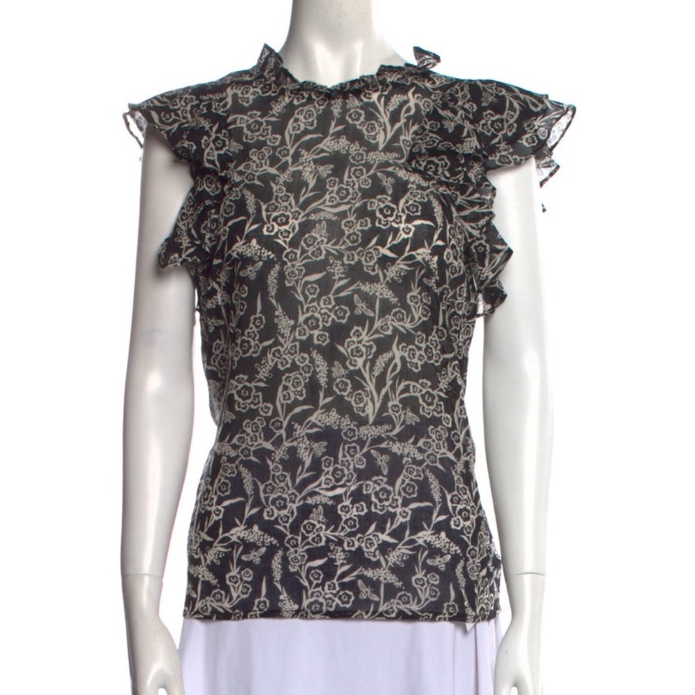 Banjanan - Black and Cream Floral Blouse - Medium